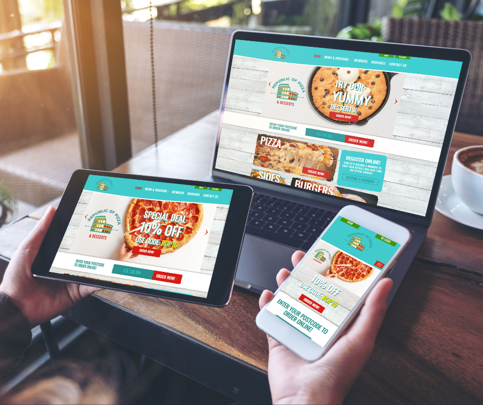 Design for takeaway and restaurant website, app and mobile devices