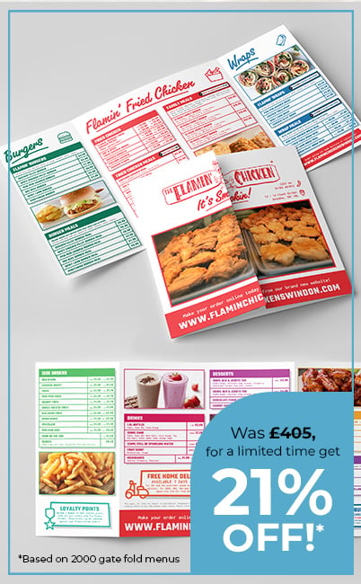 A4 Landscape Gate Fold Menus