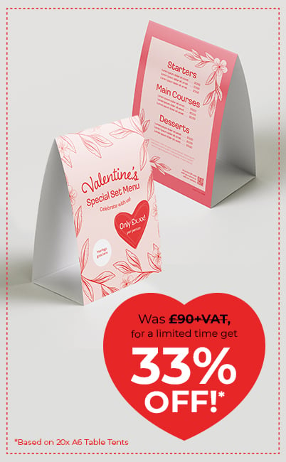Dine-in Valentine's Menu A6 Table Tents