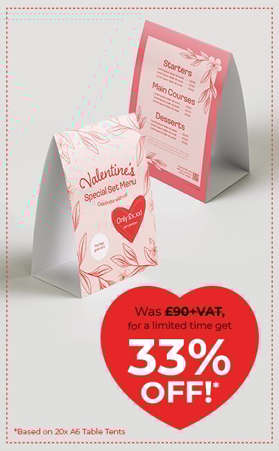 Dine-in Valentine's Menu A6 Table Tents