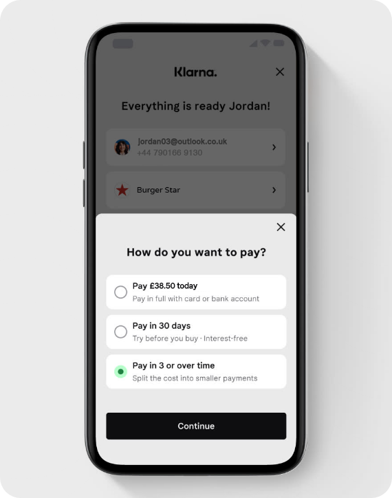 Klarna Payment Screen