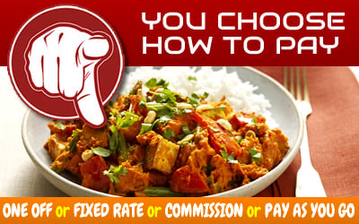 You can choose how to pay for your online ordering website - One off, fixed rate, commission or pay as you go